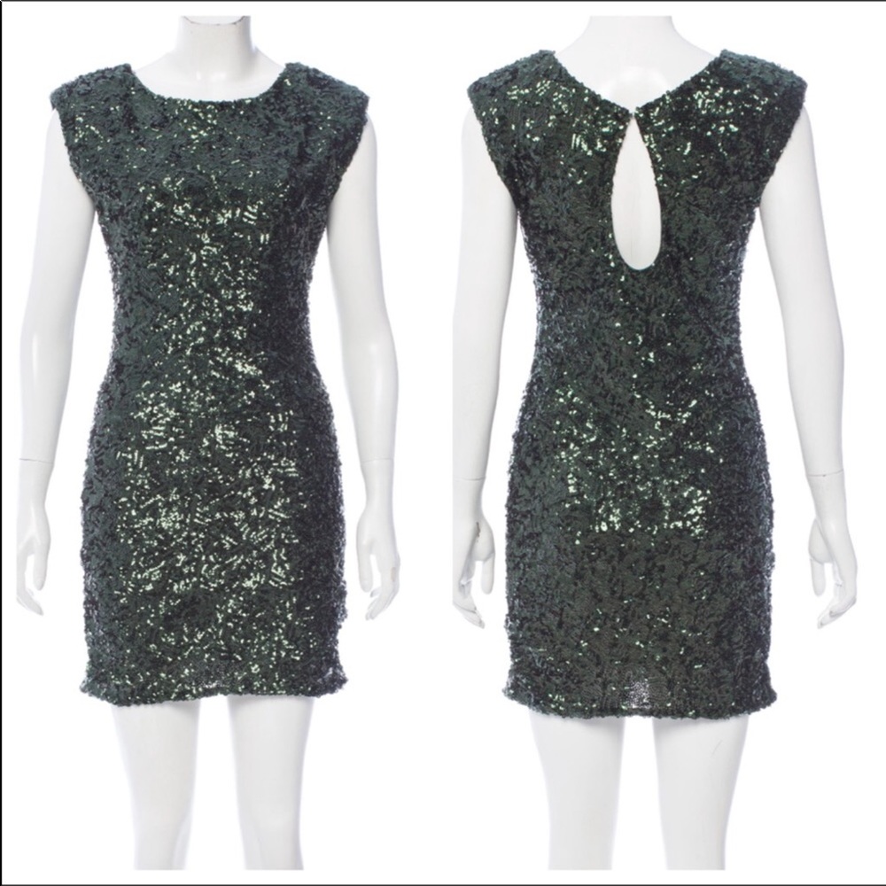 Alice + Olivia green sequined dress